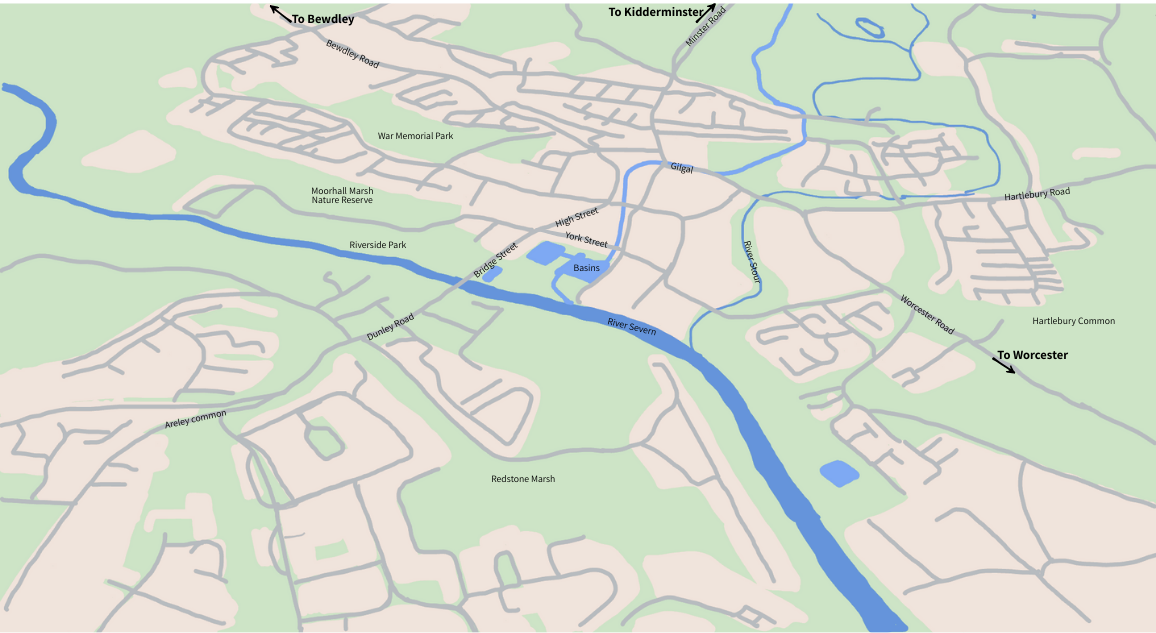 drawn map of Stourport