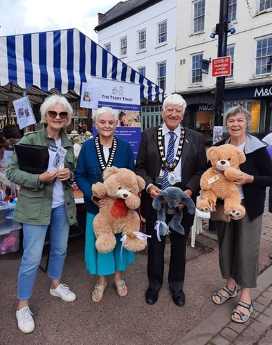 The Mayor of Stourport, Councillor Danny Russell, and his Mayoress Mary Russell at Ludlow Market supporting the Teddy Trust