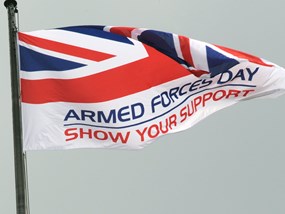 flag flying top half is union flag written underneath the words armed forces day  showpxour support