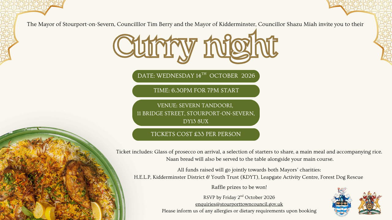 curry night poster with information as per page